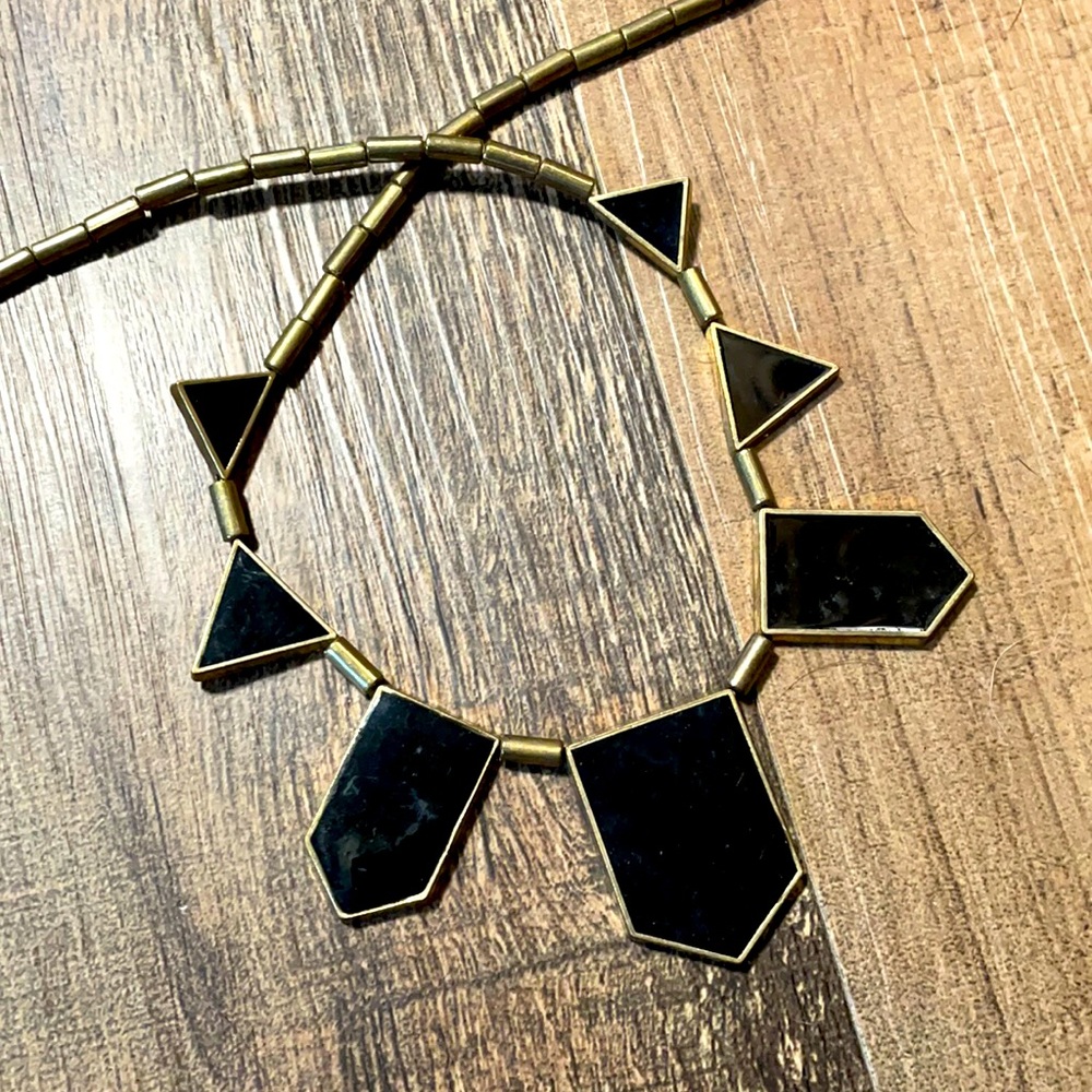 Black Enamel Triangle Necklace